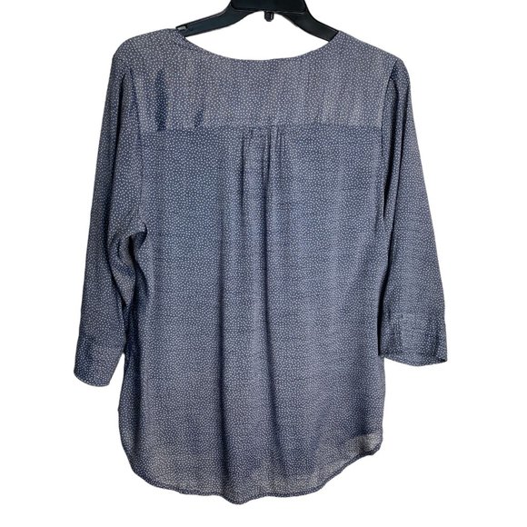 Como Blu Womens Blue and White Polka Dot Sheer V-Neck Tunic Size 1X Coastal - Picture 2 of 11